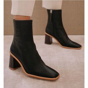 ALOHAS Black Ankle Boots with Tan Sole